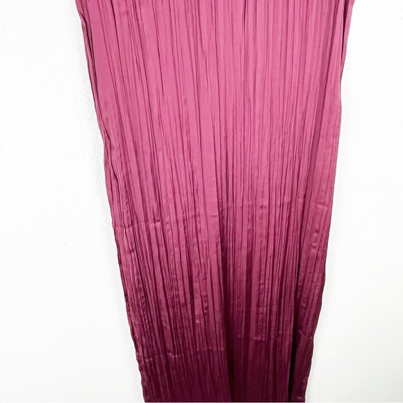 MADEWELL Mulberry Wine Short Sleeves Pleated Side Split Midi Dress, Size XS - Picture 10 of 10